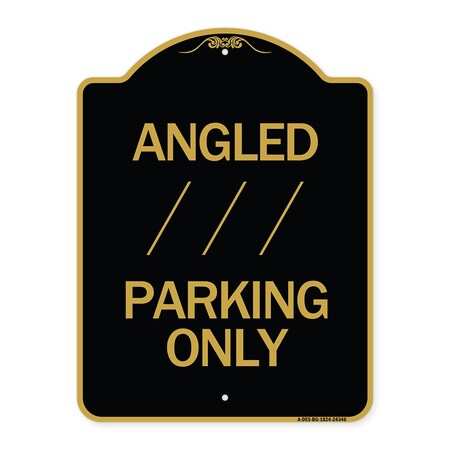 Signmission Angle Parking W/ Bidirectional Arrow 1, Black & Gold Aluminum Sign, 18" x 24", BG-1824-24346 A-DES-BG-1824-24346